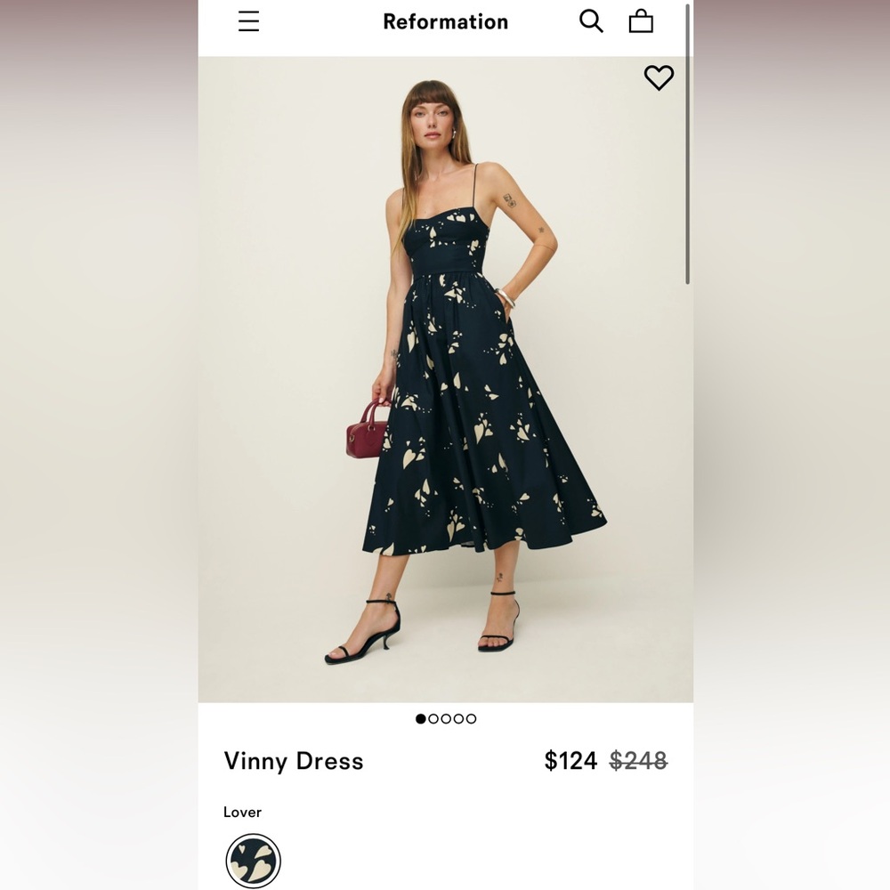 Reformation Navy Vinny Dress, Size 10 NWT